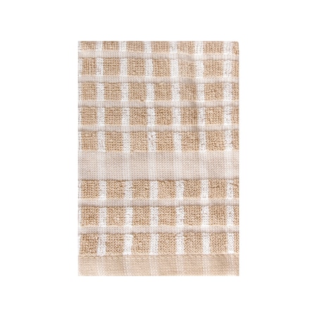 Ritz Concepts Check Dish Cloth 100% Cotton Terry Taupe/Natural, PK12 82790